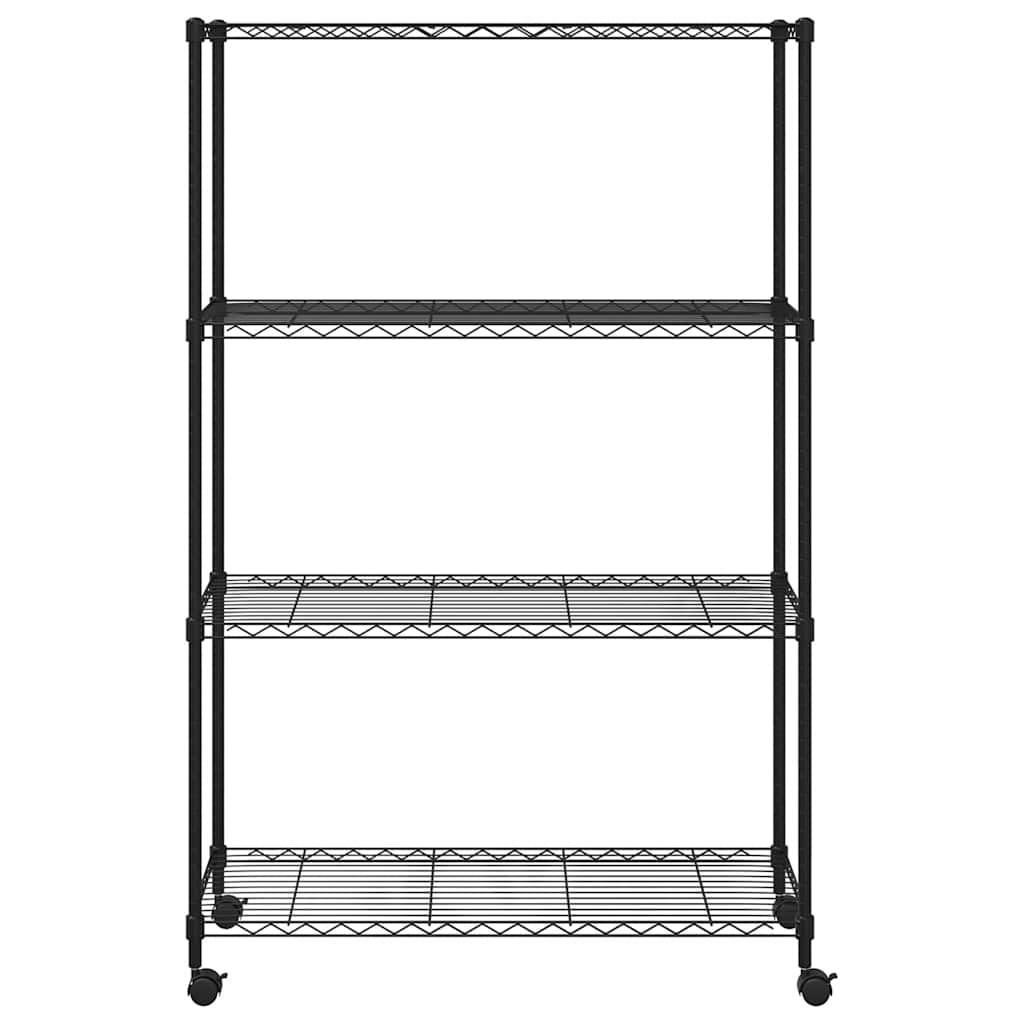 Opbergrek 4-laags met wielen 200 kg 90x35x142 cm zwart is nu te koop bij PeponiXL, paradijselijk wonen!
