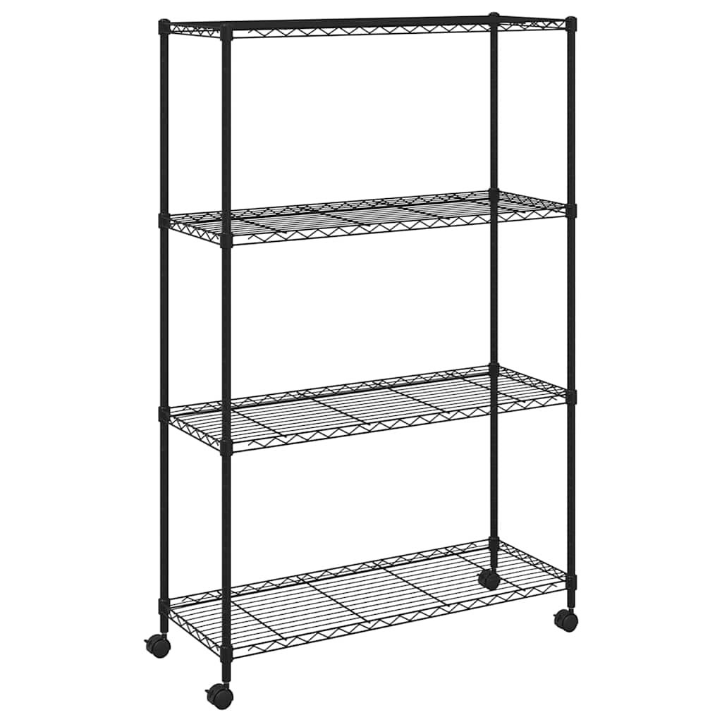 Opbergrek 4-laags met wielen 200 kg 90x35x142 cm zwart is nu te koop bij PeponiXL, paradijselijk wonen!