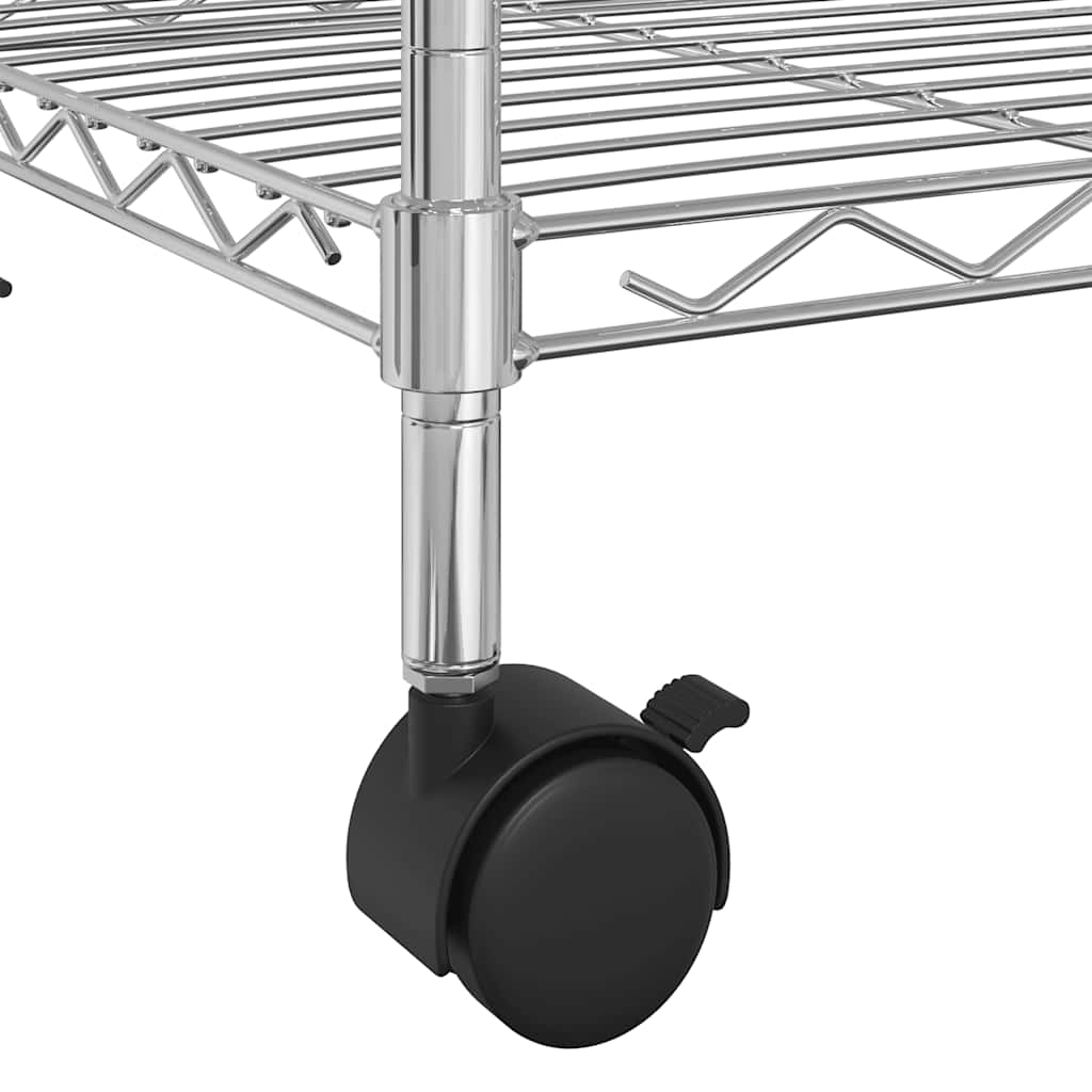 Opbergrek 5-laags met wielen 250 kg 75x35x155 cm chroomkleurig is nu te koop bij PeponiXL, paradijselijk wonen!