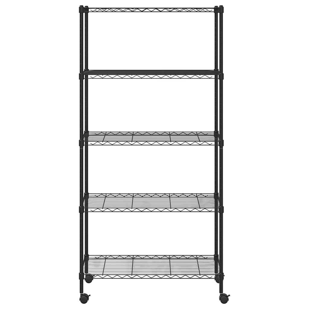 Opbergrek 5-laags met wielen 250 kg 75x35x155 cm zwart is nu te koop bij PeponiXL, paradijselijk wonen!