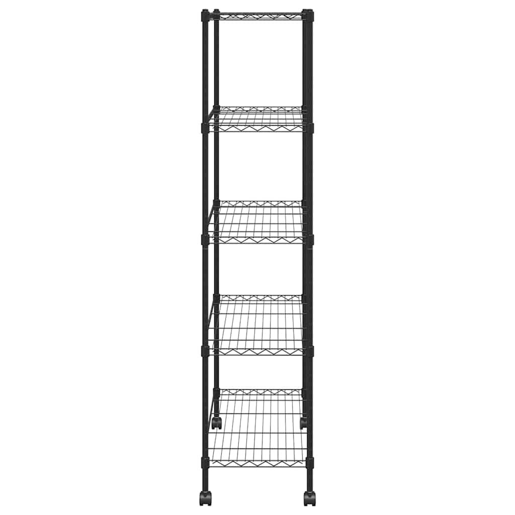 Opbergrek 5-laags met wielen 250 kg 75x35x155 cm zwart is nu te koop bij PeponiXL, paradijselijk wonen!