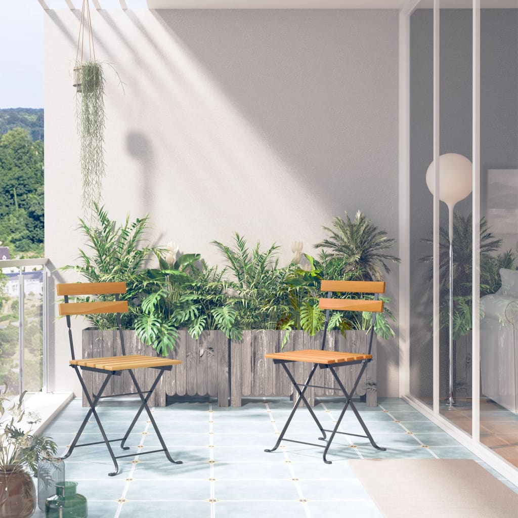 Tuinstoelen 2 st inklapbaar staal en massief acaciahout is nu te koop bij PeponiXL, paradijselijk wonen!