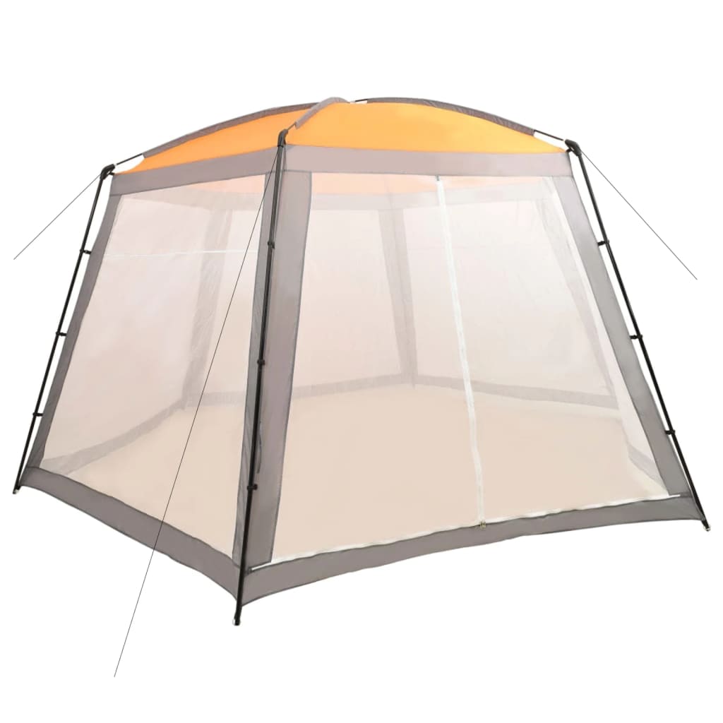 Zwembadtent 590x520x250 cm stof grijs is nu te koop bij PeponiXL, paradijselijk wonen!