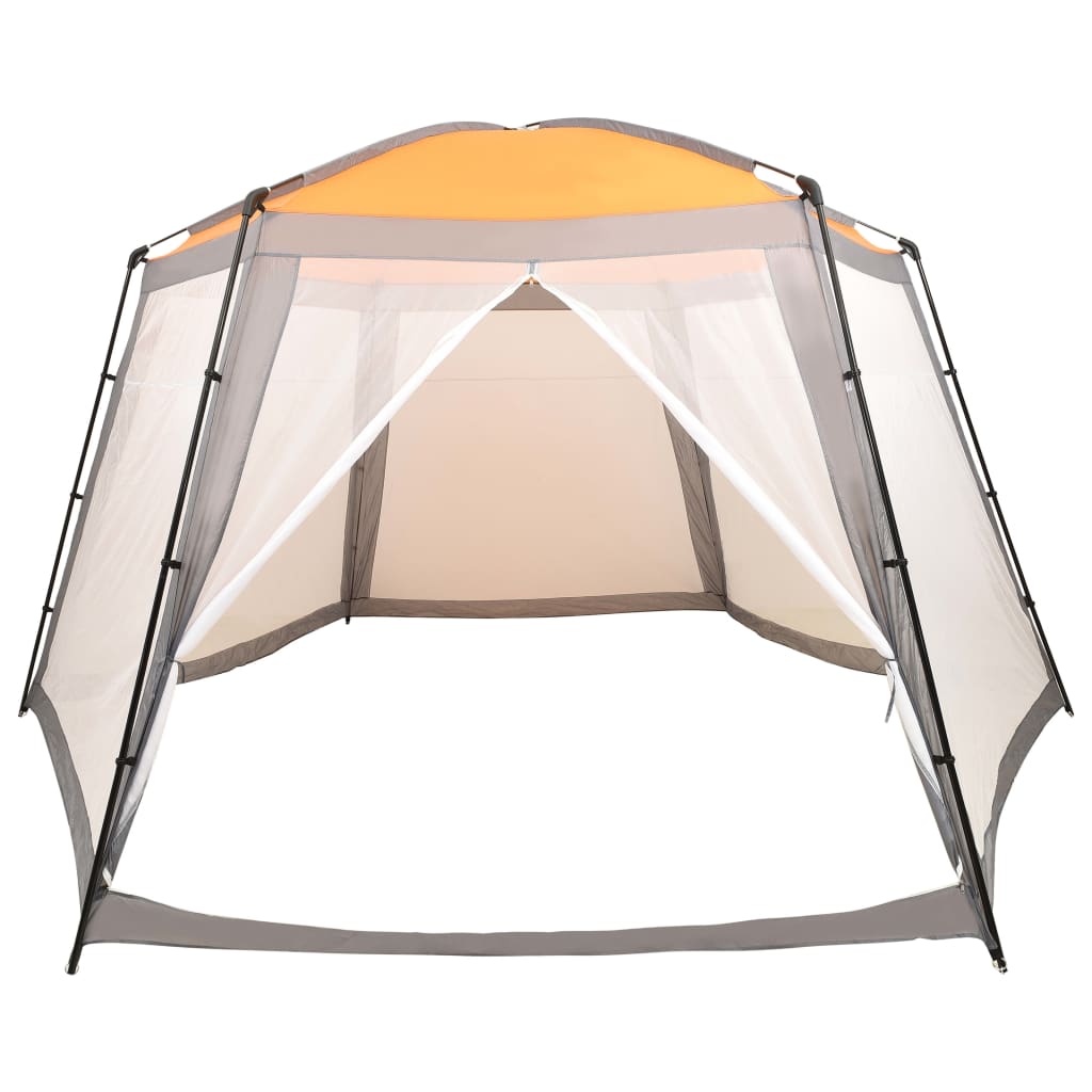 Zwembadtent 590x520x250 cm stof grijs is nu te koop bij PeponiXL, paradijselijk wonen!