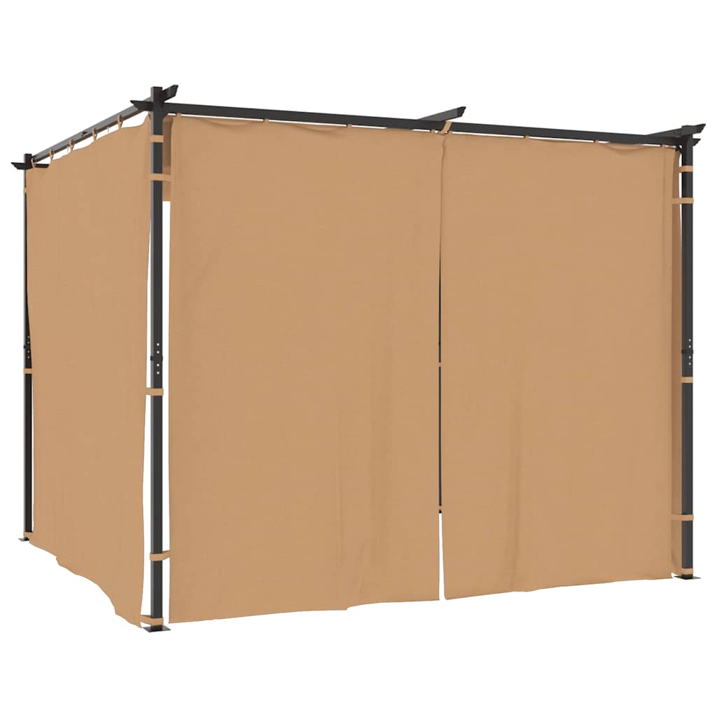 Prieel met gordijnen 3x3 m staal taupe is nu te koop bij PeponiXL, paradijselijk wonen!