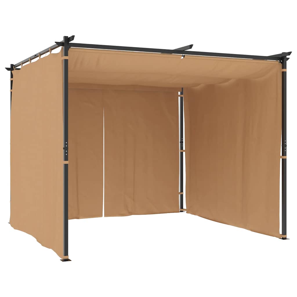 Prieel met gordijnen 3x3 m staal taupe is nu te koop bij PeponiXL, paradijselijk wonen!