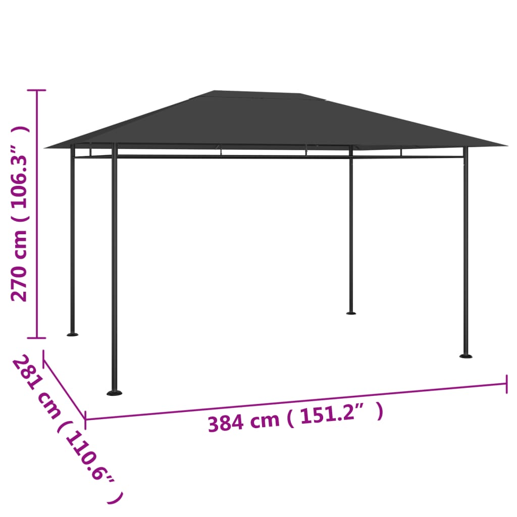 Prieel 180 g/m² 384x281x270 cm antracietkleurig is nu te koop bij PeponiXL, paradijselijk wonen!