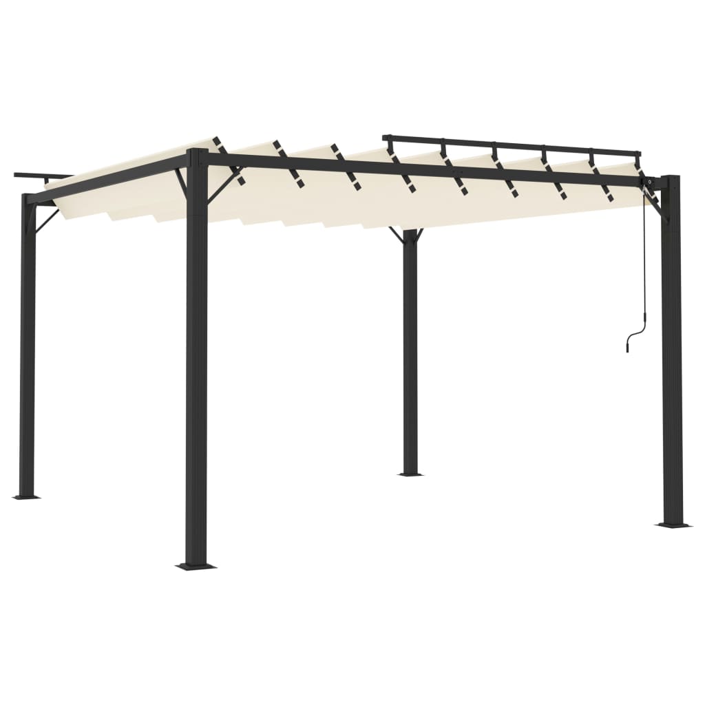 Prieel met lamellendak 3x3 m stof en aluminium crèmekleurig is nu te koop bij PeponiXL, paradijselijk wonen!