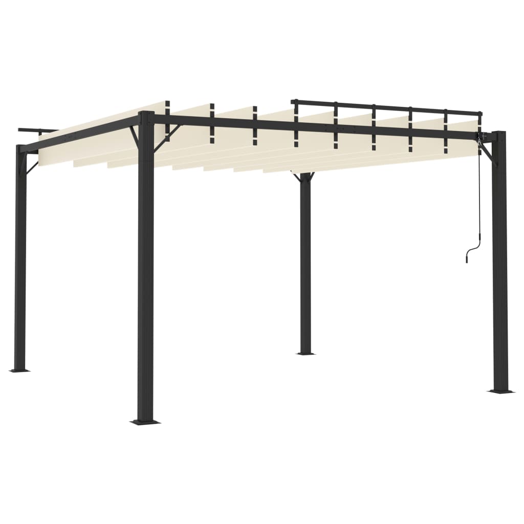 Prieel met lamellendak 3x3 m stof en aluminium crèmekleurig is nu te koop bij PeponiXL, paradijselijk wonen!
