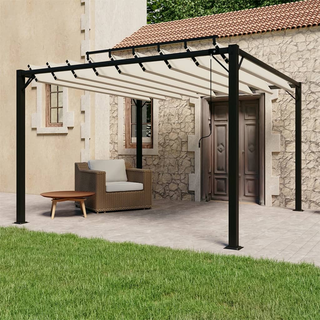 Prieel met lamellendak 3x3 m stof en aluminium crèmekleurig is nu te koop bij PeponiXL, paradijselijk wonen!