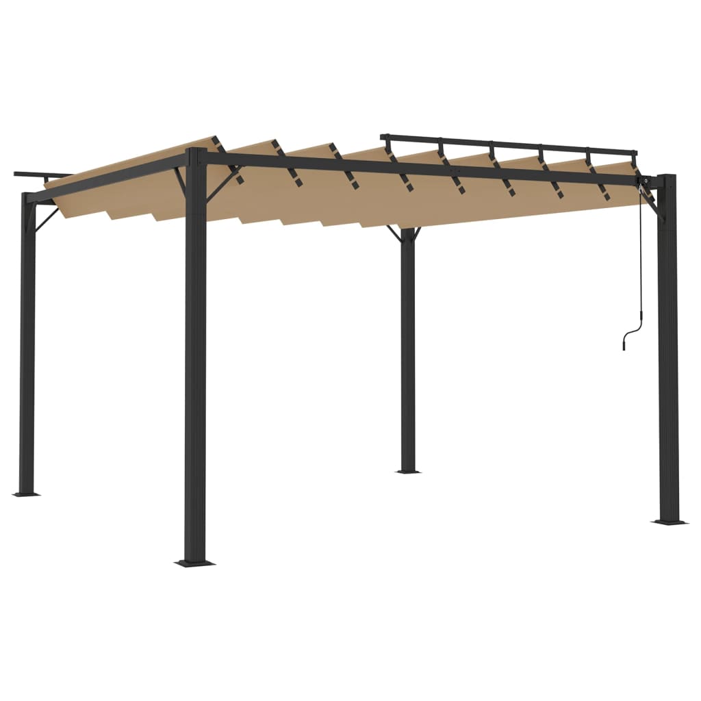 Prieel met lamellendak 3x3 m stof en aluminium taupe is nu te koop bij PeponiXL, paradijselijk wonen!