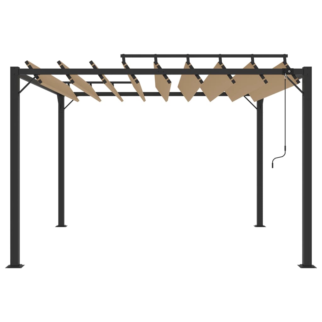 Prieel met lamellendak 3x3 m stof en aluminium taupe is nu te koop bij PeponiXL, paradijselijk wonen!