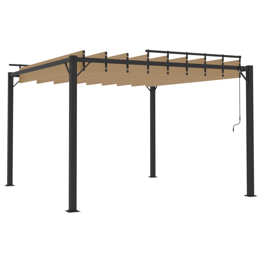 Prieel met lamellendak 3x3 m stof en aluminium taupe is nu te koop bij PeponiXL, paradijselijk wonen!