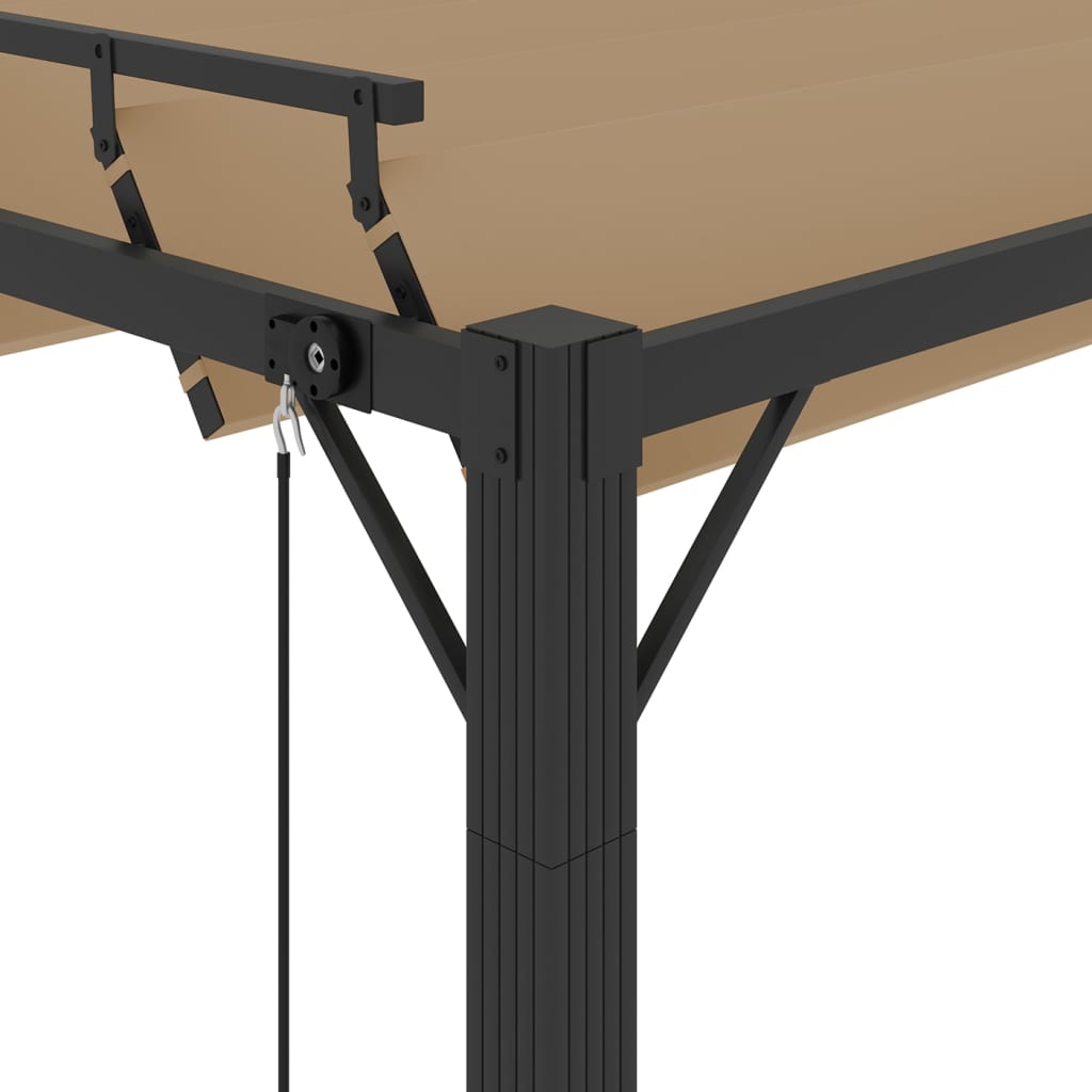 Prieel met lamellendak 3x3 m stof en aluminium taupe is nu te koop bij PeponiXL, paradijselijk wonen!