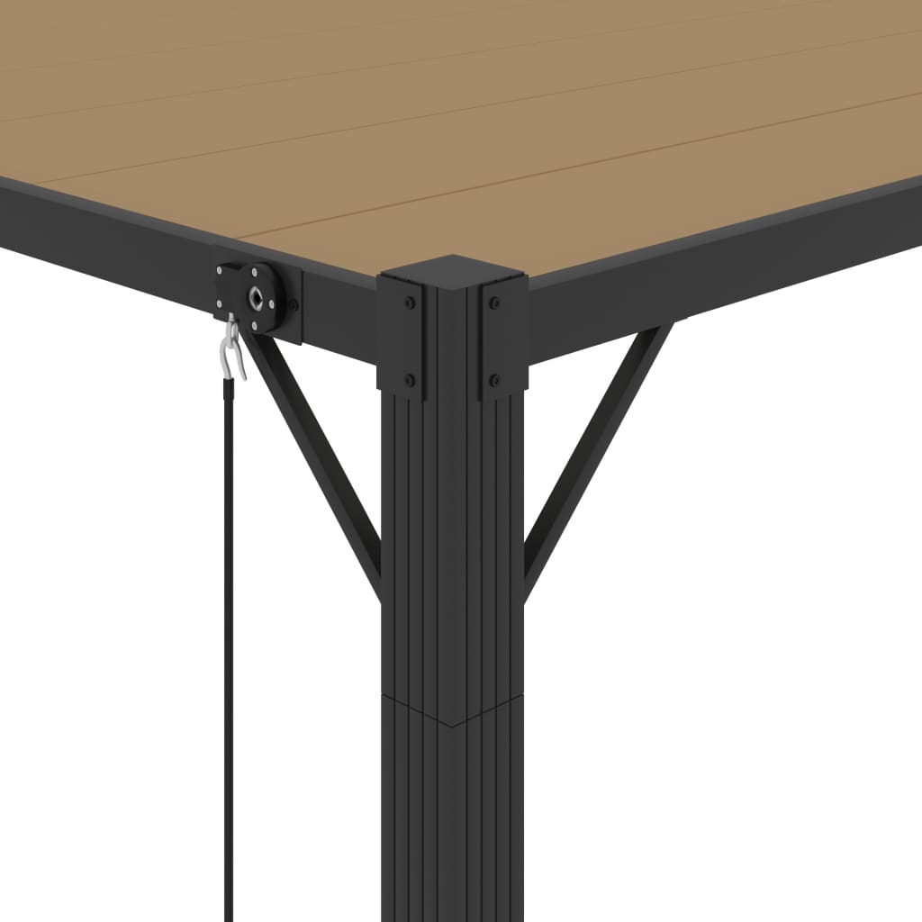 Prieel met lamellendak 3x3 m stof en aluminium taupe is nu te koop bij PeponiXL, paradijselijk wonen!