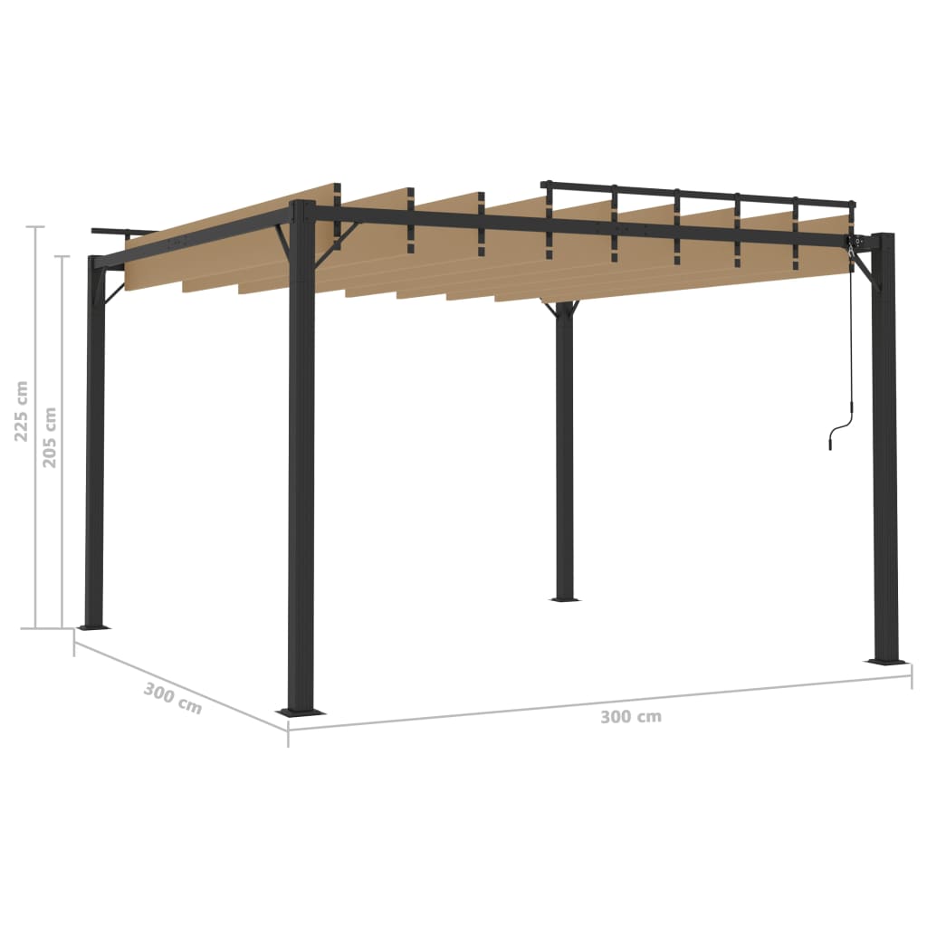Prieel met lamellendak 3x3 m stof en aluminium taupe is nu te koop bij PeponiXL, paradijselijk wonen!
