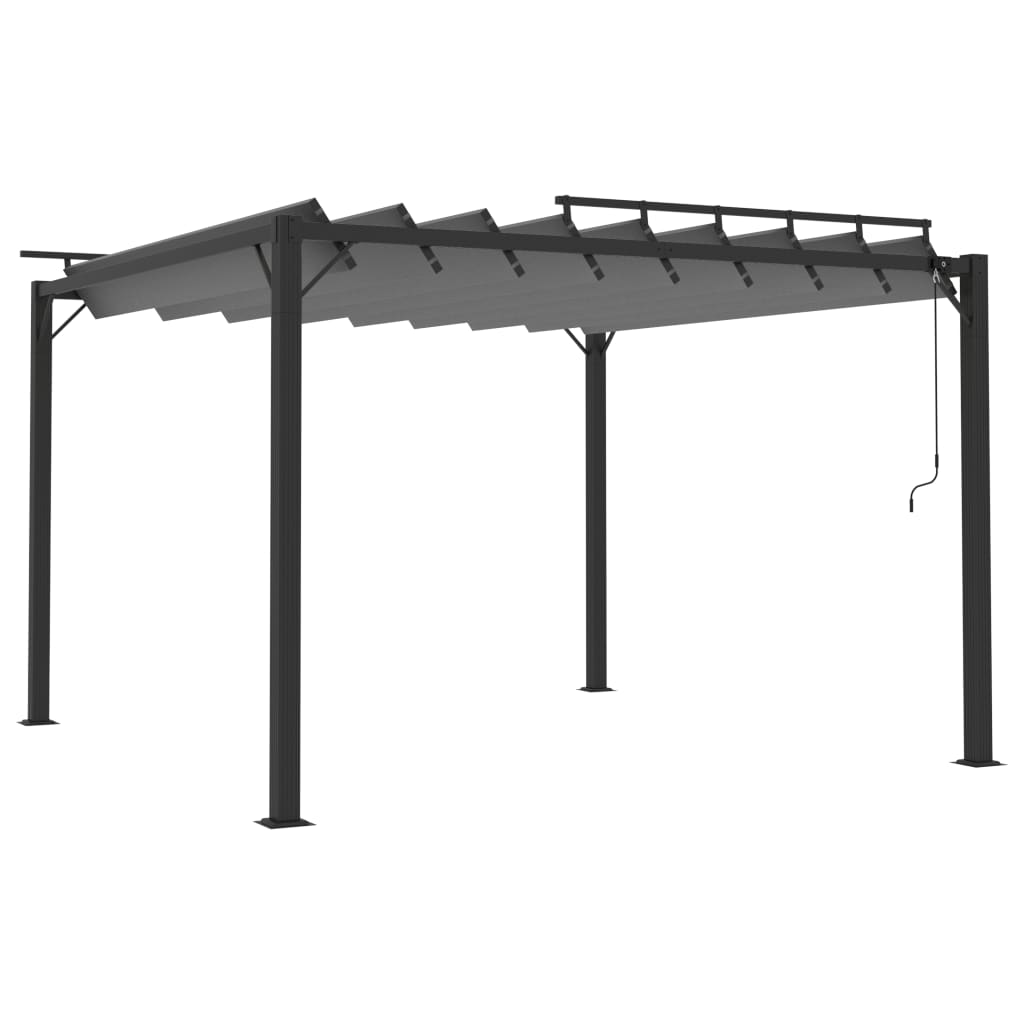 Prieel met lamellendak 3x3 m stof en aluminium antracietkleurig is nu te koop bij PeponiXL, paradijselijk wonen!