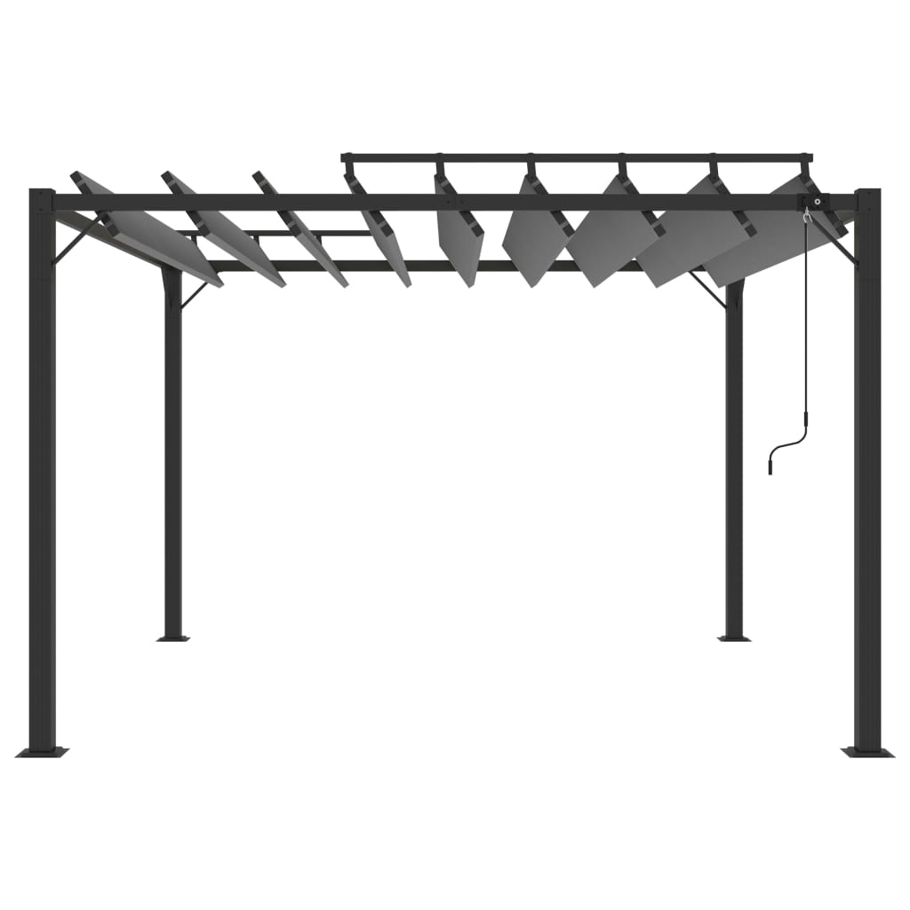 Prieel met lamellendak 3x3 m stof en aluminium antracietkleurig is nu te koop bij PeponiXL, paradijselijk wonen!