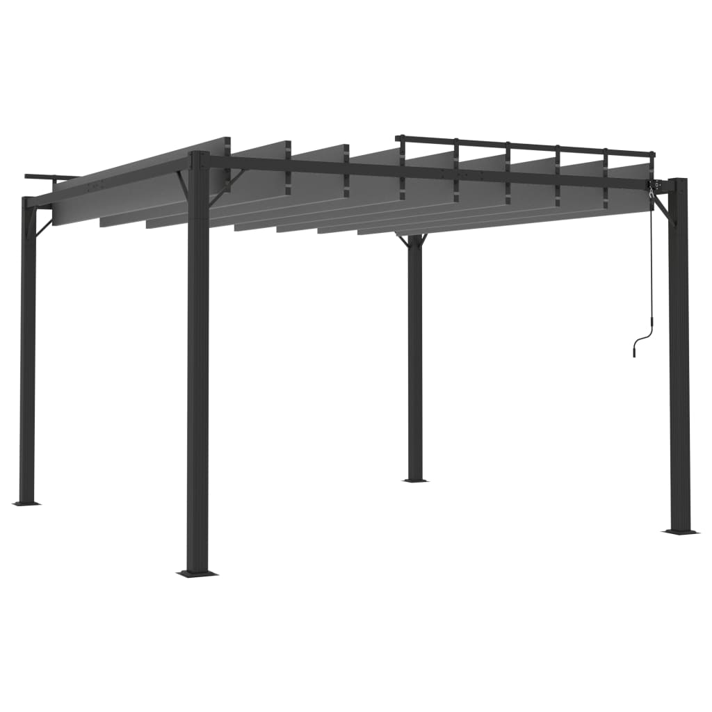 Prieel met lamellendak 3x3 m stof en aluminium antracietkleurig is nu te koop bij PeponiXL, paradijselijk wonen!