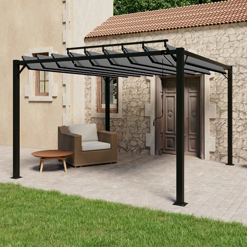 Prieel met lamellendak 3x3 m stof en aluminium antracietkleurig is nu te koop bij PeponiXL, paradijselijk wonen!