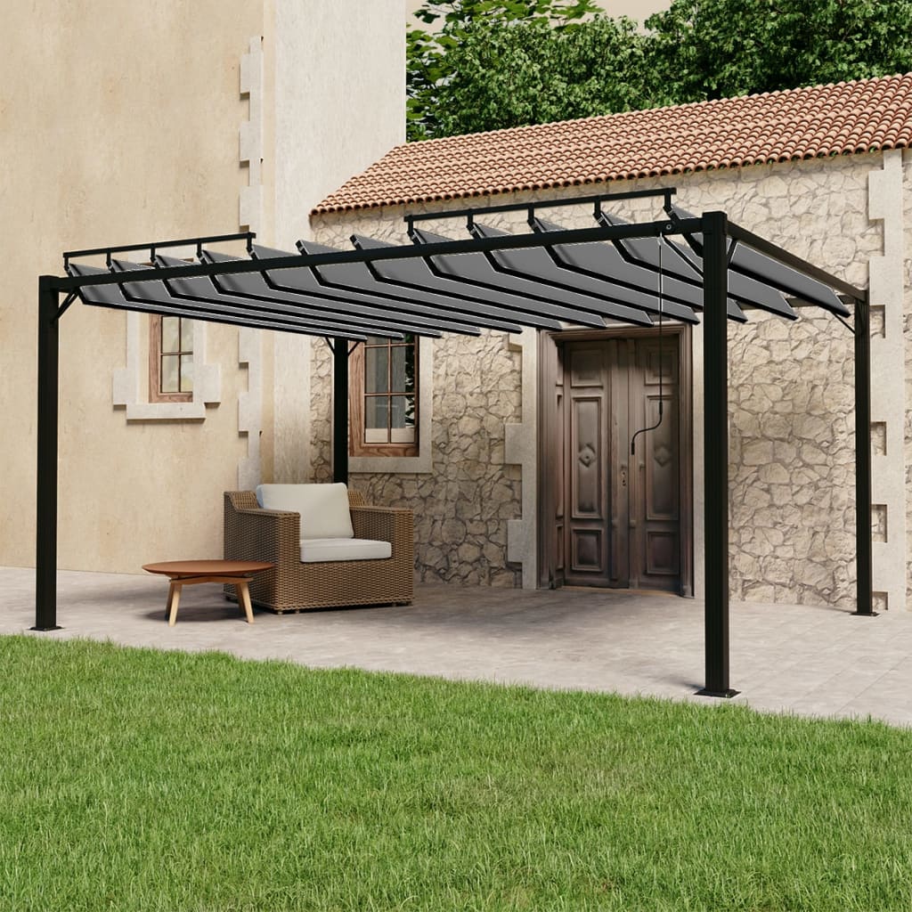 Prieel met lamellendak 3x4 m stof en aluminium antracietkleurig is nu te koop bij PeponiXL, paradijselijk wonen!