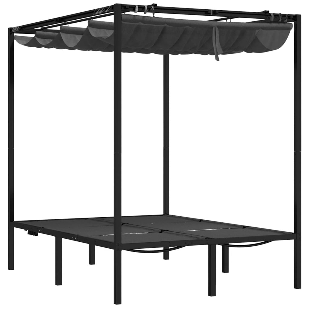 Ligbed 2-persoons met zij- en bovengordijnen antracietkleurig is nu te koop bij PeponiXL, paradijselijk wonen!