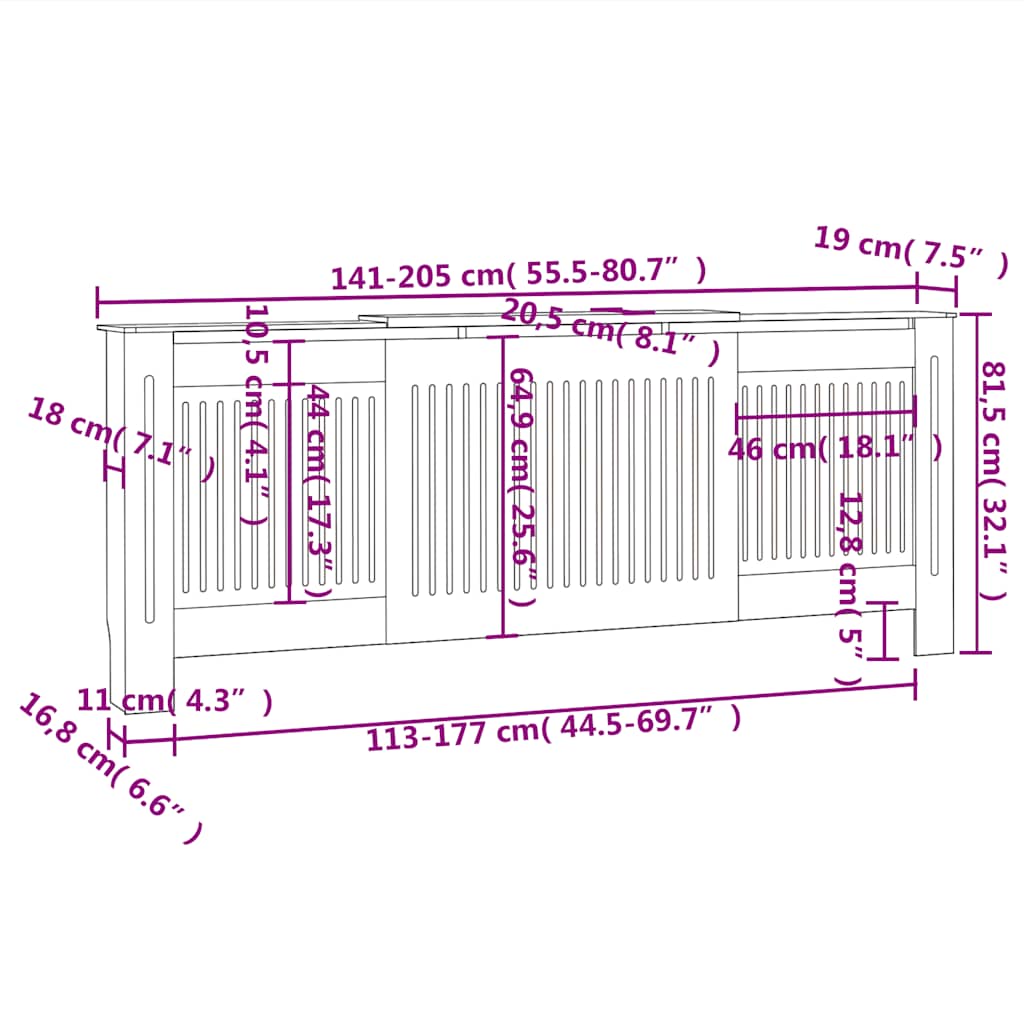 Radiatorombouw 205 cm MDF grijs is nu te koop bij PeponiXL, paradijselijk wonen!