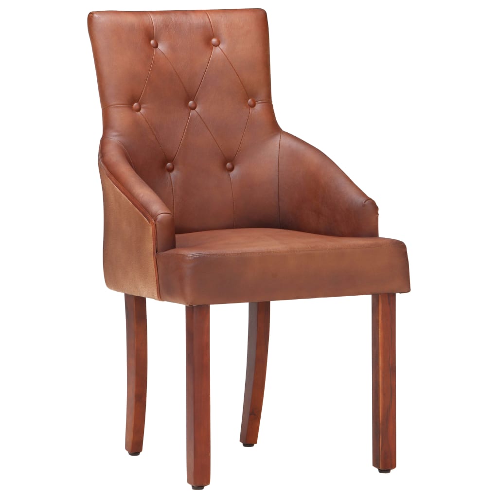 Eetkamerstoelen 4 st echt geitenleer bruin is nu te koop bij PeponiXL, paradijselijk wonen!