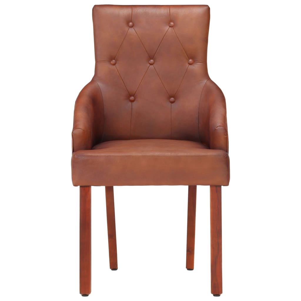 Eetkamerstoelen 4 st echt geitenleer bruin is nu te koop bij PeponiXL, paradijselijk wonen!