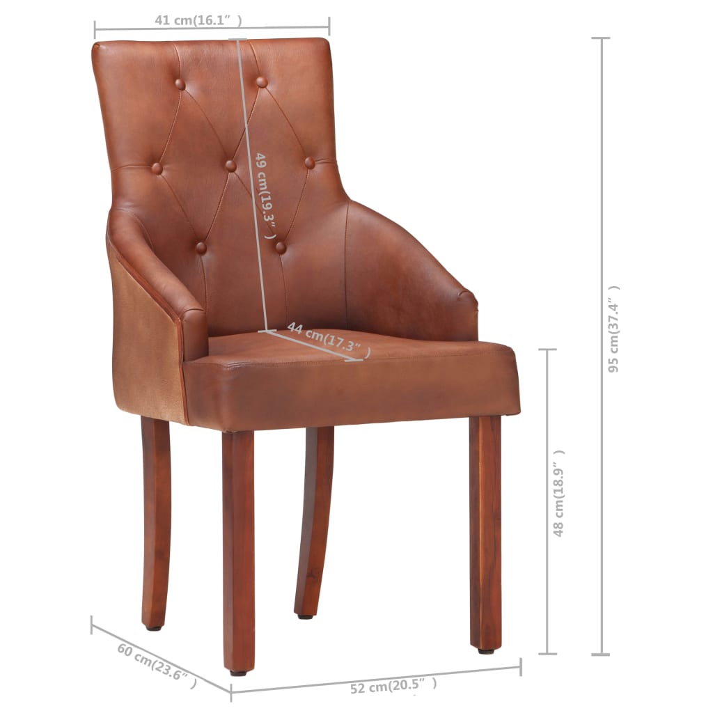 Eetkamerstoelen 4 st echt geitenleer bruin is nu te koop bij PeponiXL, paradijselijk wonen!