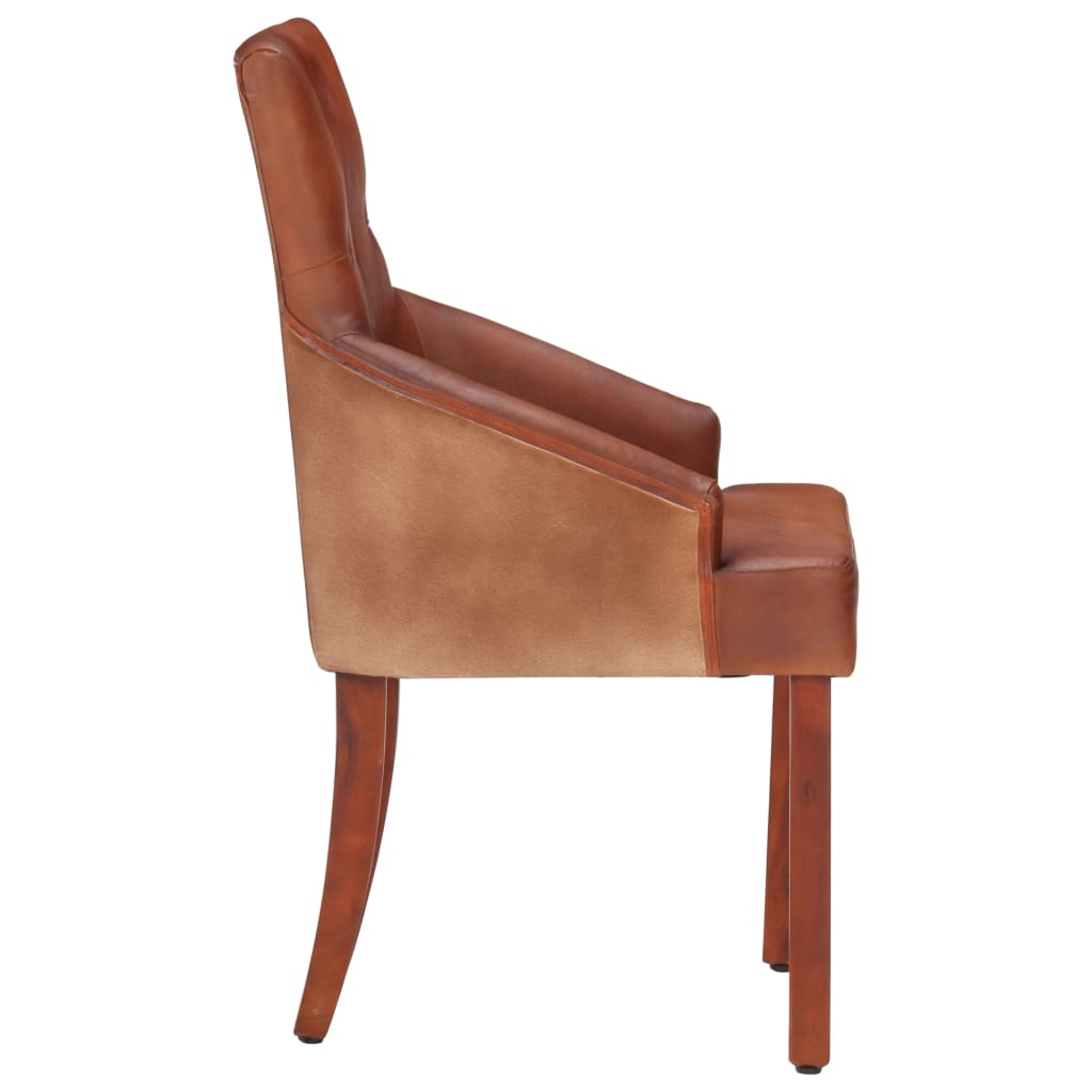 Eetkamerstoelen 6 st echt geitenleer bruin is nu te koop bij PeponiXL, paradijselijk wonen!