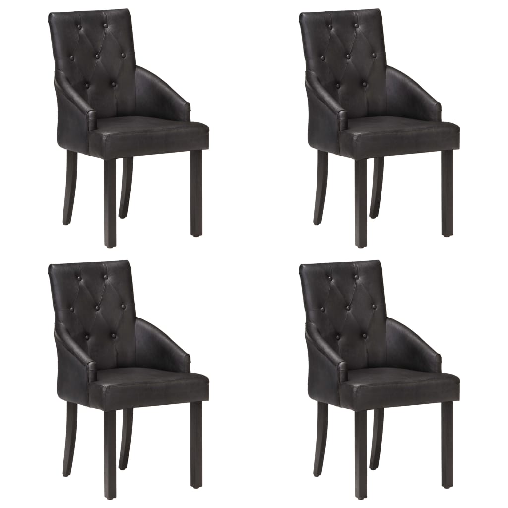 Eetkamerstoelen 4 st echt geitenleer zwart is nu te koop bij PeponiXL, paradijselijk wonen!