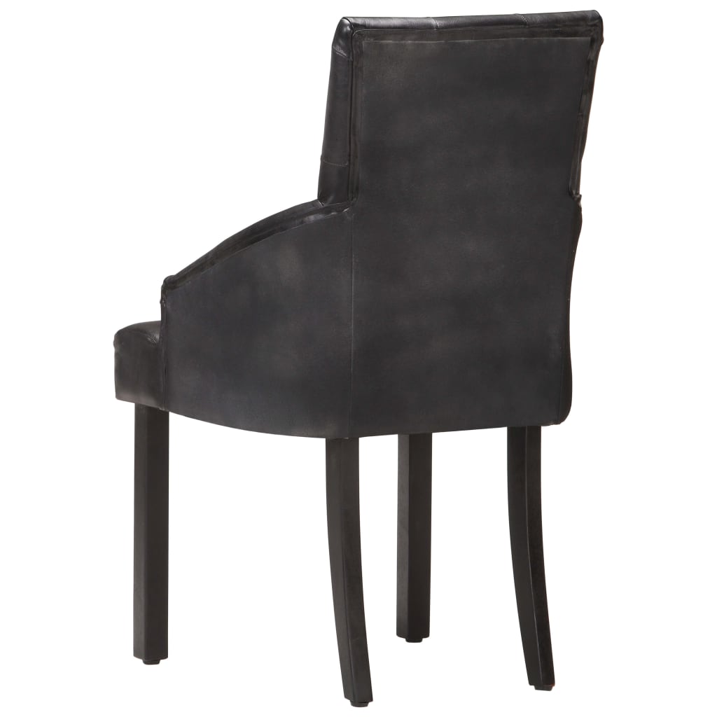Eetkamerstoelen 4 st echt geitenleer zwart is nu te koop bij PeponiXL, paradijselijk wonen!
