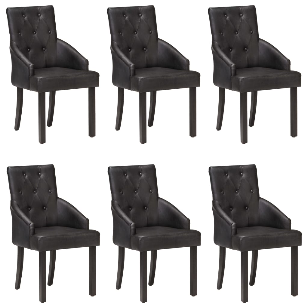 Eetkamerstoelen 6 st echt geitenleer zwart is nu te koop bij PeponiXL, paradijselijk wonen!