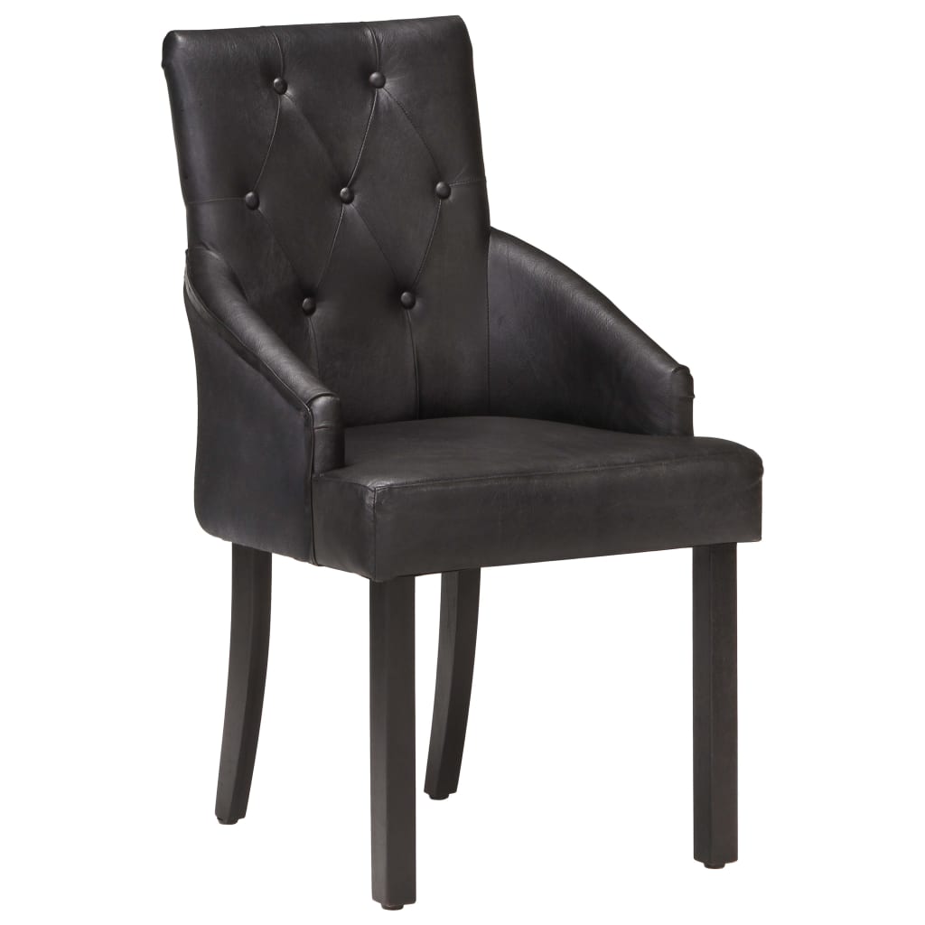 Eetkamerstoelen 6 st echt geitenleer zwart is nu te koop bij PeponiXL, paradijselijk wonen!