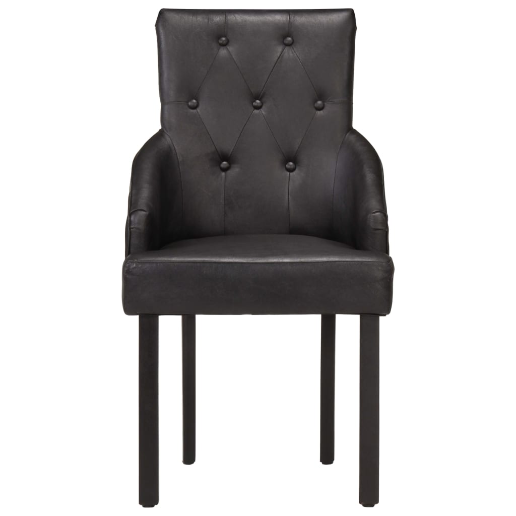 Eetkamerstoelen 6 st echt geitenleer zwart is nu te koop bij PeponiXL, paradijselijk wonen!
