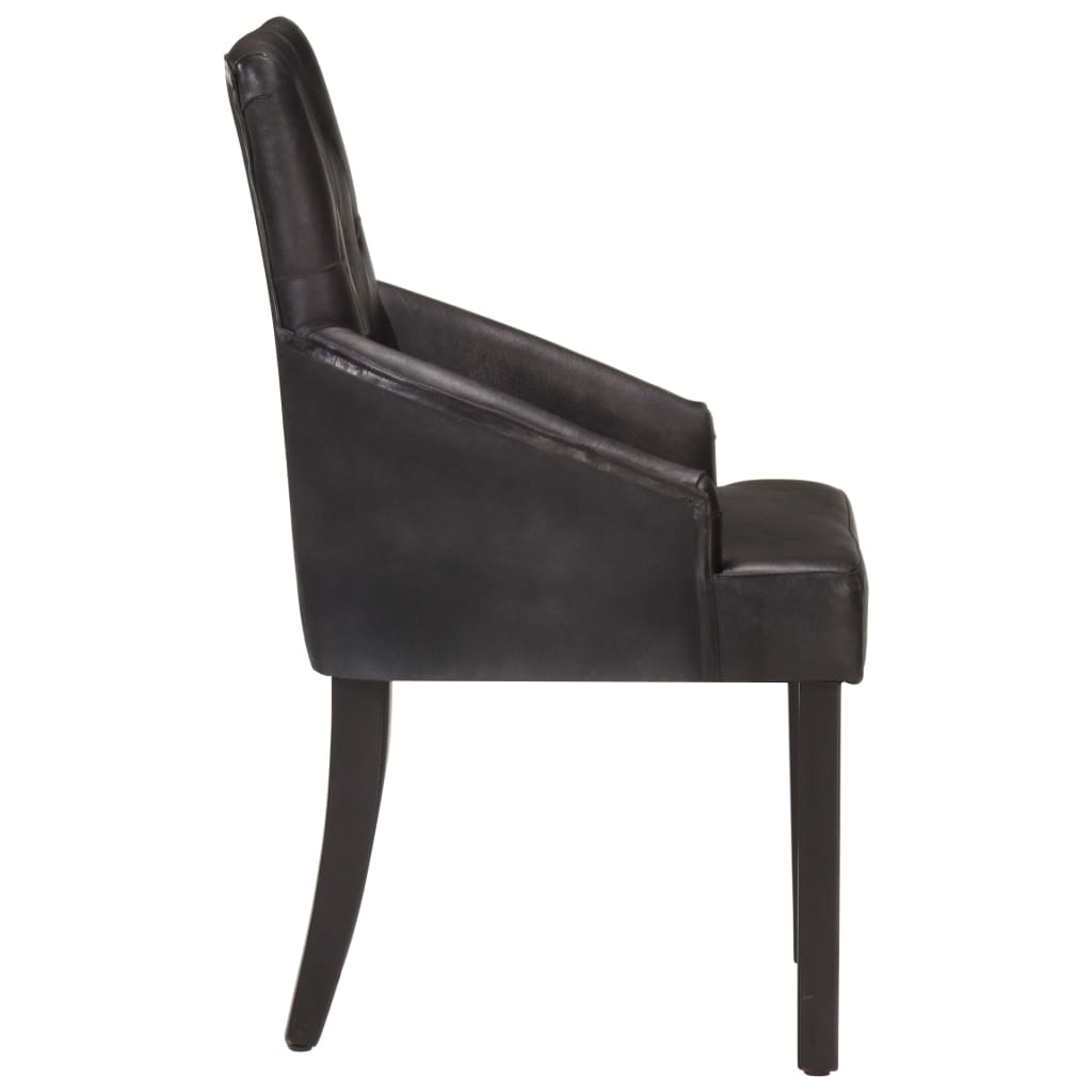 Eetkamerstoelen 6 st echt geitenleer zwart is nu te koop bij PeponiXL, paradijselijk wonen!