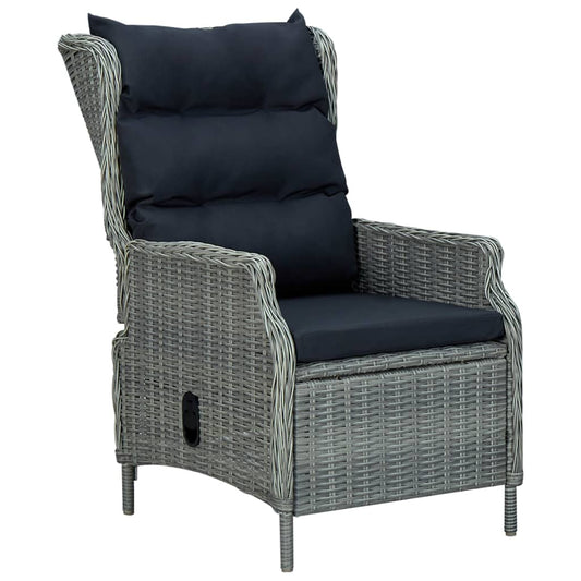 Tuinstoel verstelbaar met kussens poly rattan lichtgrijs is nu te koop bij PeponiXL, paradijselijk wonen!