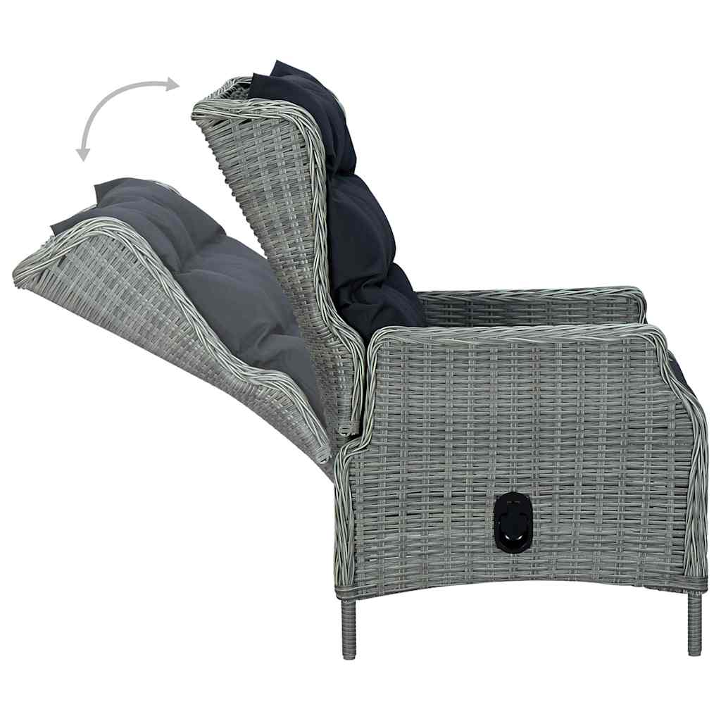 Tuinstoel verstelbaar met kussens poly rattan lichtgrijs is nu te koop bij PeponiXL, paradijselijk wonen!
