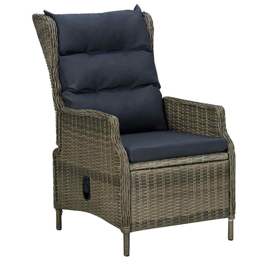 Tuinstoel verstelbaar met kussens poly rattan bruin is nu te koop bij PeponiXL, paradijselijk wonen!