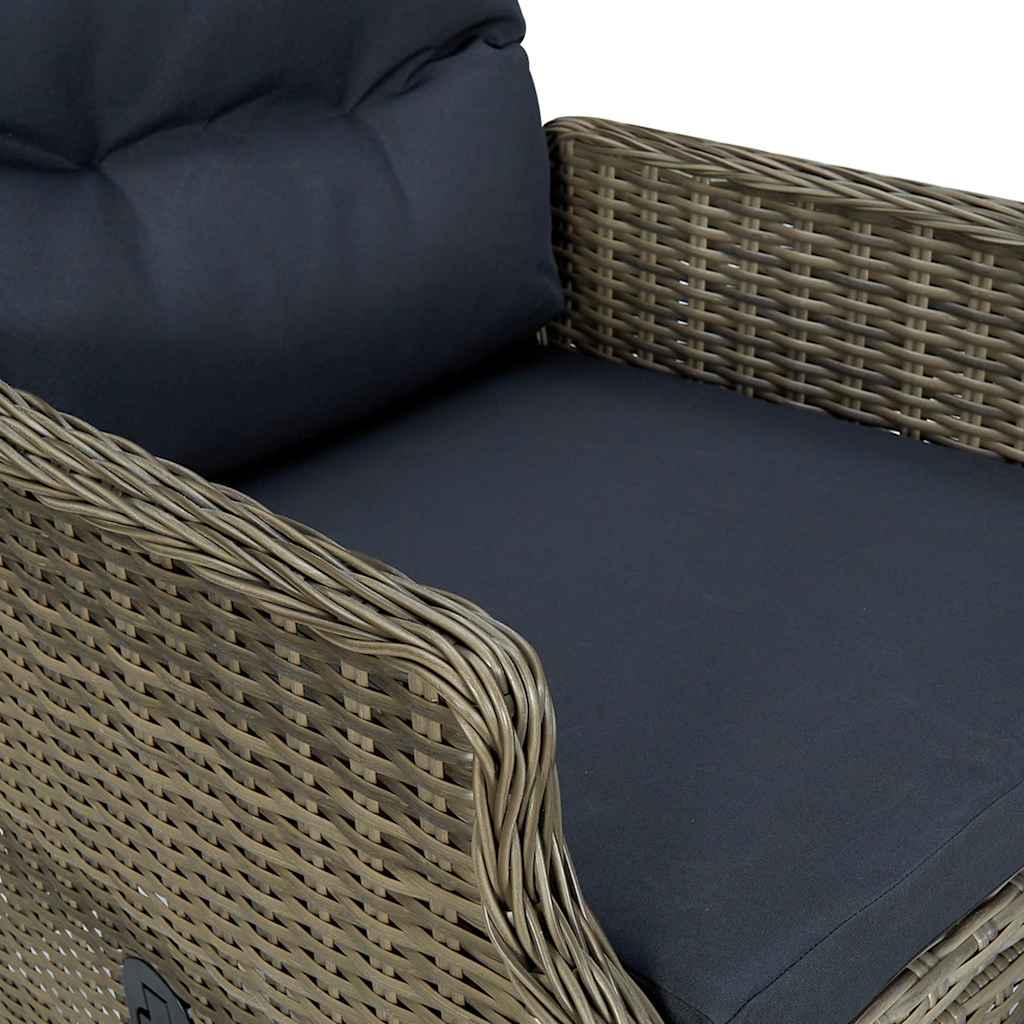 Tuinstoel verstelbaar met kussens poly rattan bruin is nu te koop bij PeponiXL, paradijselijk wonen!