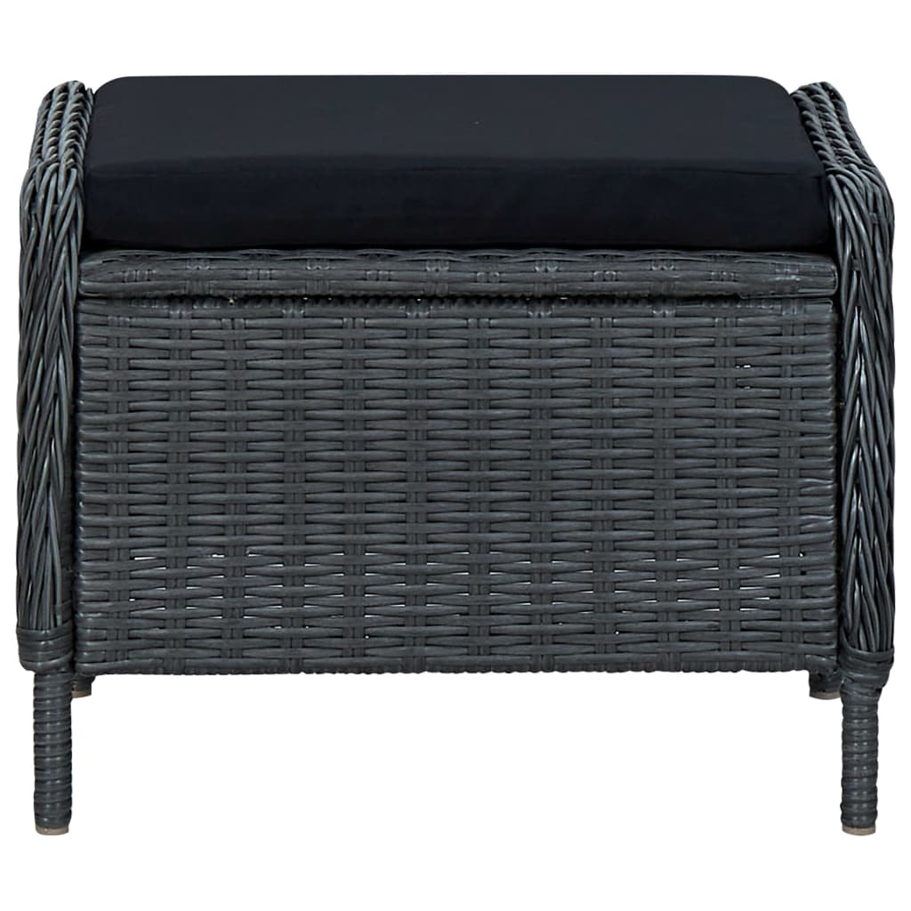 Tuinstoel verstelbaar met voetenbankje poly rattan donkergrijs is nu te koop bij PeponiXL, paradijselijk wonen!