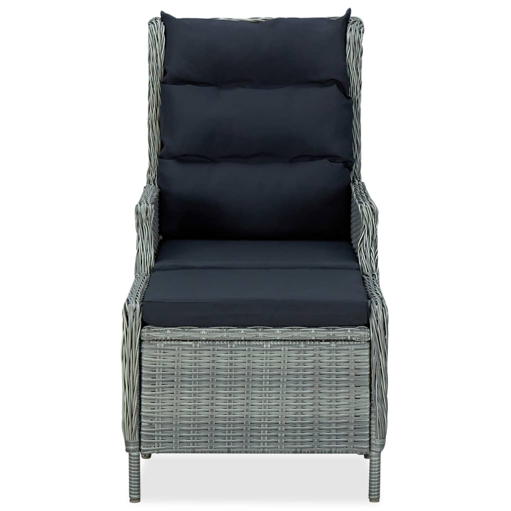 Tuinstoel verstelbaar met voetenbankje poly rattan lichtgrijs is nu te koop bij PeponiXL, paradijselijk wonen!
