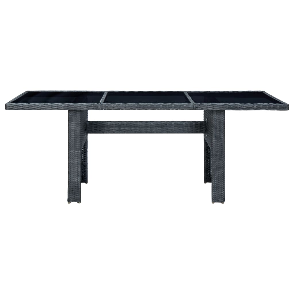 Tuintafel poly rattan en gehard glas donkergrijs is nu te koop bij PeponiXL, paradijselijk wonen!