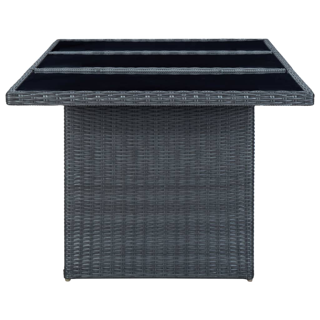 Tuintafel poly rattan en gehard glas donkergrijs is nu te koop bij PeponiXL, paradijselijk wonen!
