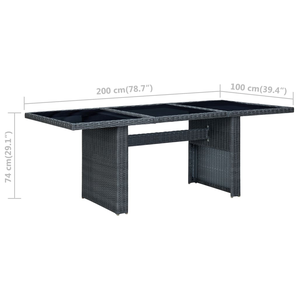 Tuintafel poly rattan en gehard glas donkergrijs is nu te koop bij PeponiXL, paradijselijk wonen!
