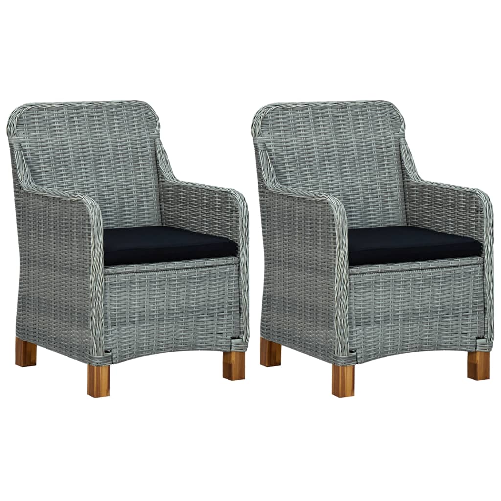 Tuinstoelen 2 st met kussens poly rattan lichtgrijs is nu te koop bij PeponiXL, paradijselijk wonen!