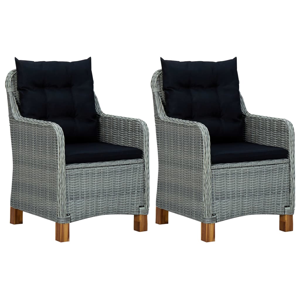 Tuinstoelen 2 st met kussens poly rattan lichtgrijs is nu te koop bij PeponiXL, paradijselijk wonen!