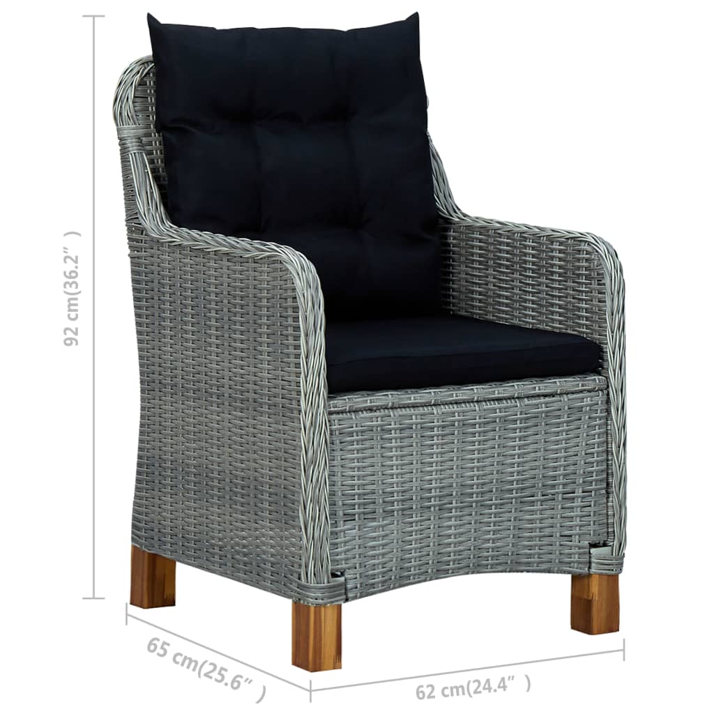 Tuinstoelen 2 st met kussens poly rattan lichtgrijs is nu te koop bij PeponiXL, paradijselijk wonen!