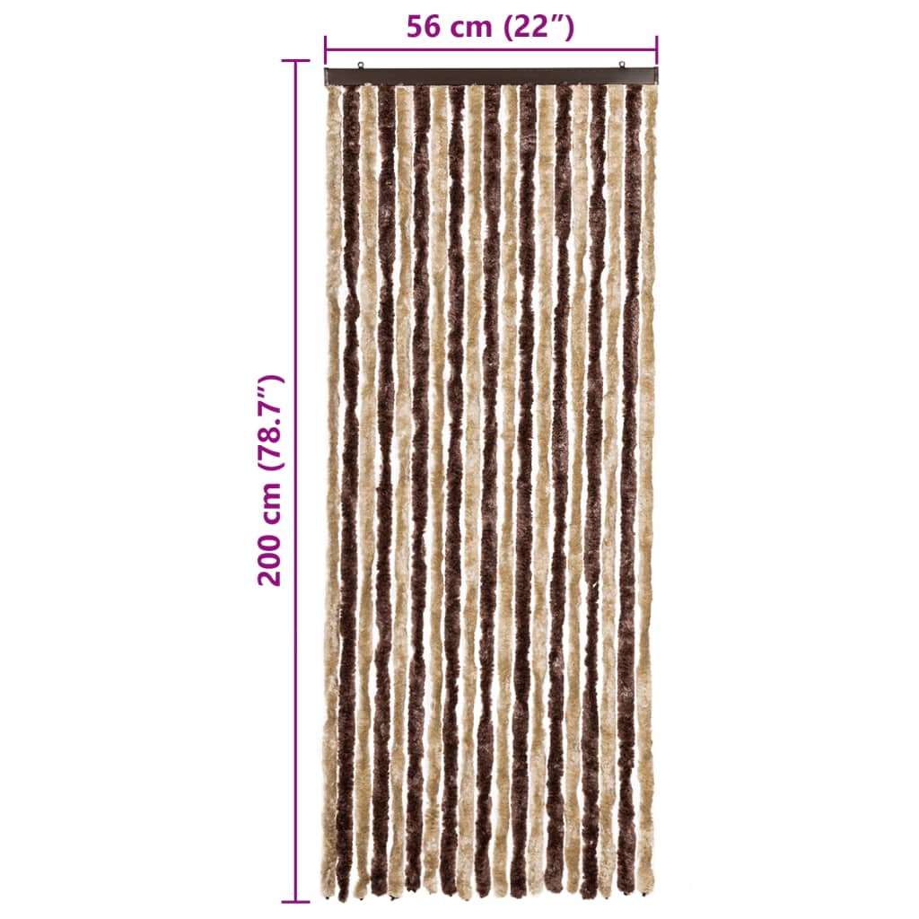 Vliegengordijn 56x200 cm chenille beige en lichtbruin is nu te koop bij PeponiXL, paradijselijk wonen!